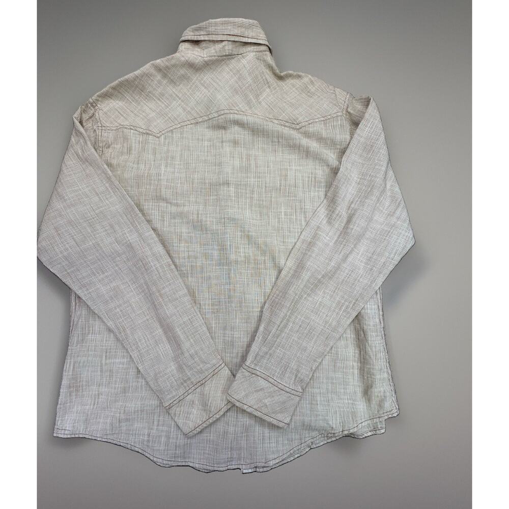 BKE Men’s 2XL Athletic Fit Western Pearl Snap Shirt Textured Striped Cream Brown - Picture 2 of 10